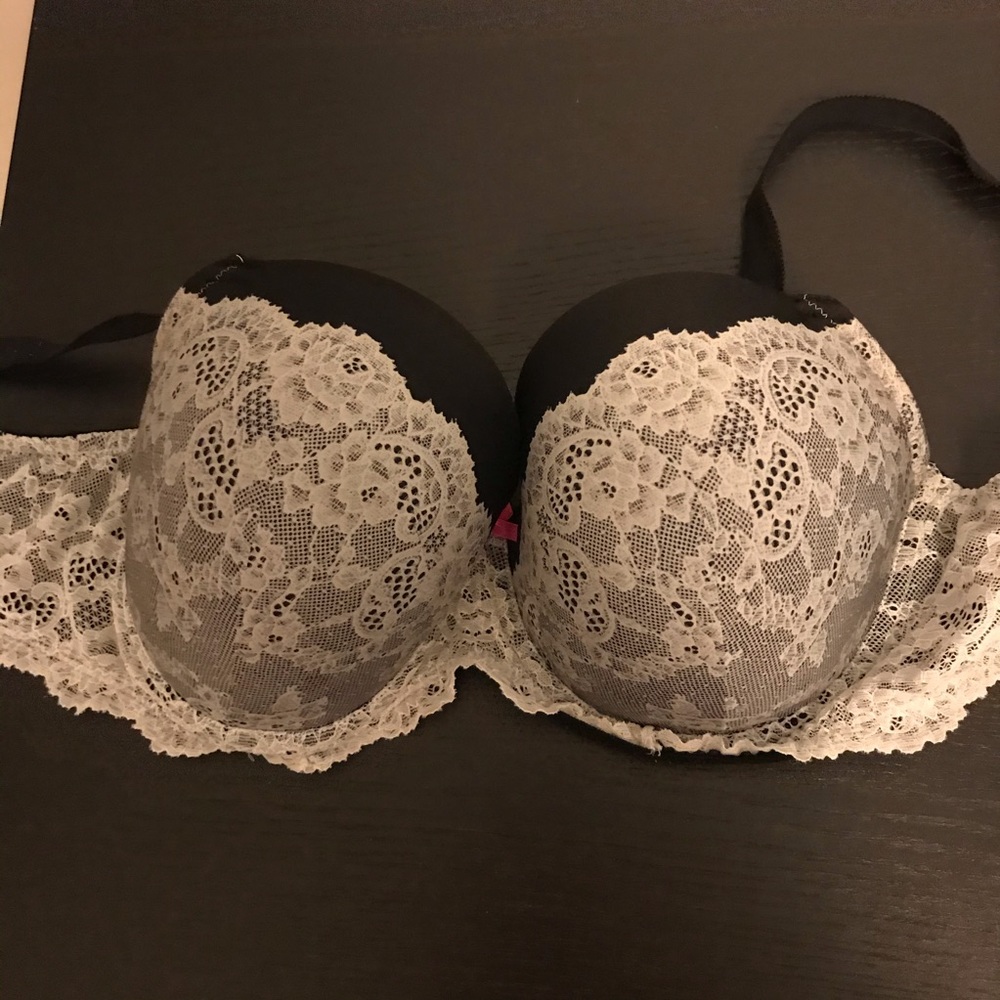 36DDD Dream Angels Demi Black and White Bra